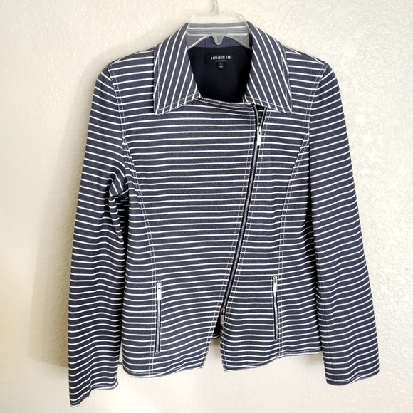 Lafayette 148 Julius Striped Denim Twill Jacket 8 - Picture 2 of 10